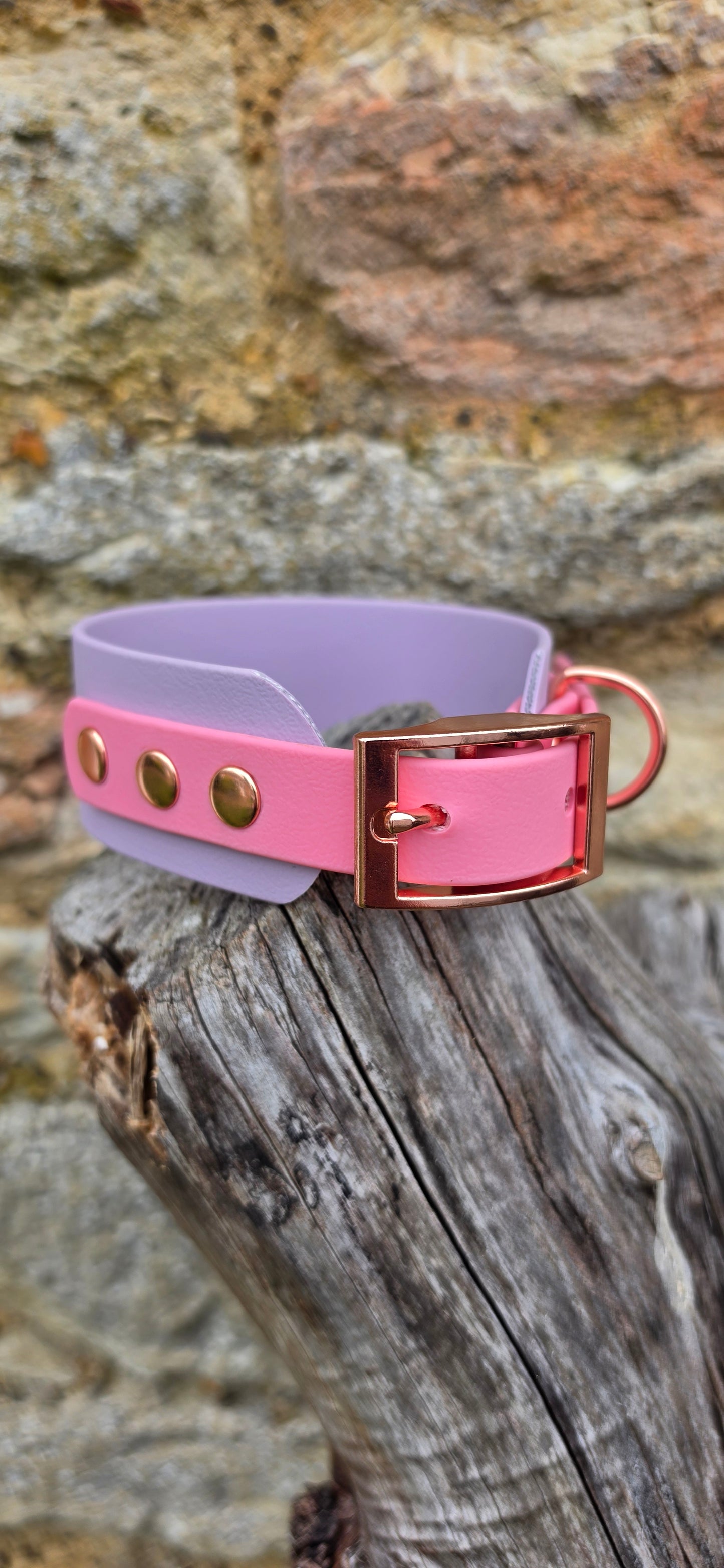 Lilac & Baby Pink - Waterproof BioThane© two-coloured Wide Fit Dog Collar / Martingale Collar