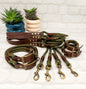 MILITARY GREEN & DK BROWN - Premium Rope & BioThane® Dog Collar/Lead/Bundles