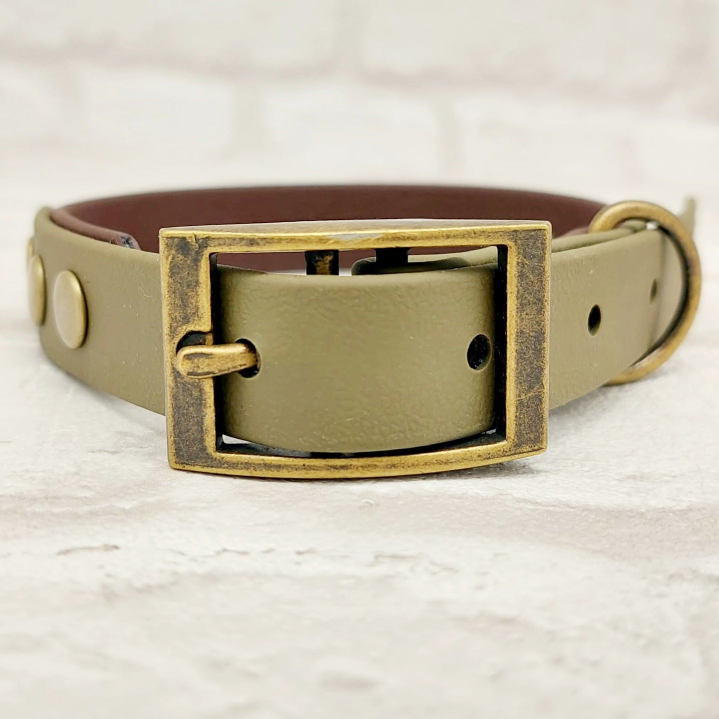 DARK BROWN / OLIVE - Waterproof BioThane© 2-coloured Dog Collar/Lead/Bundle