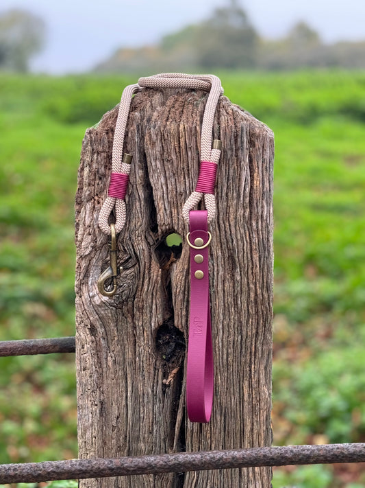 SAND & BURGUNDY - Classic Rope BioThane® Dog Lead