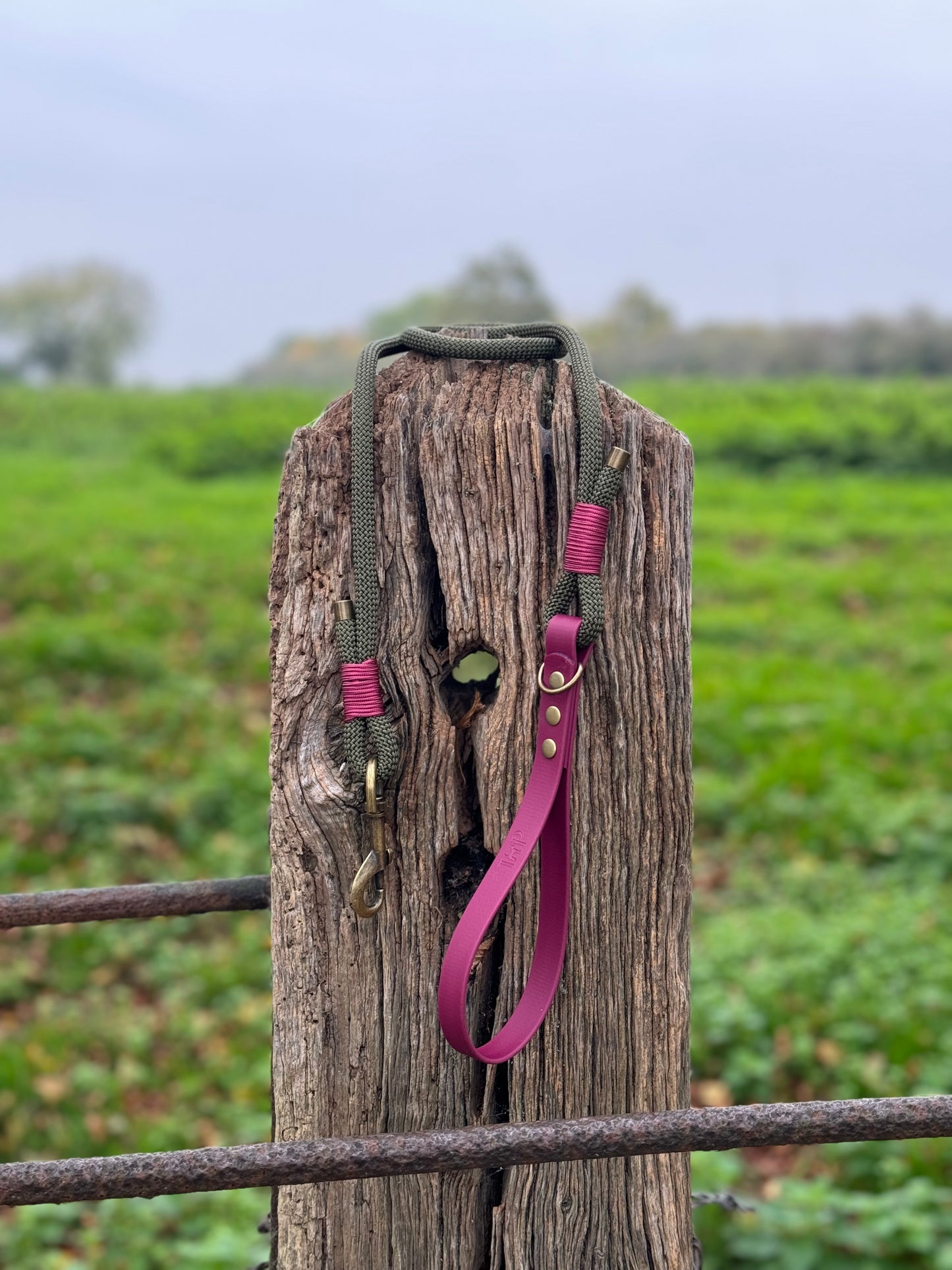 ARMY GREEN & BURGUNDY - Classic Rope BioThane® Dog Lead