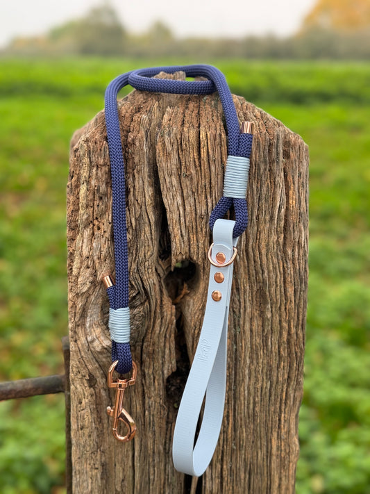 NAVY & BABY BLUE - Classic Rope BioThane® Dog Lead