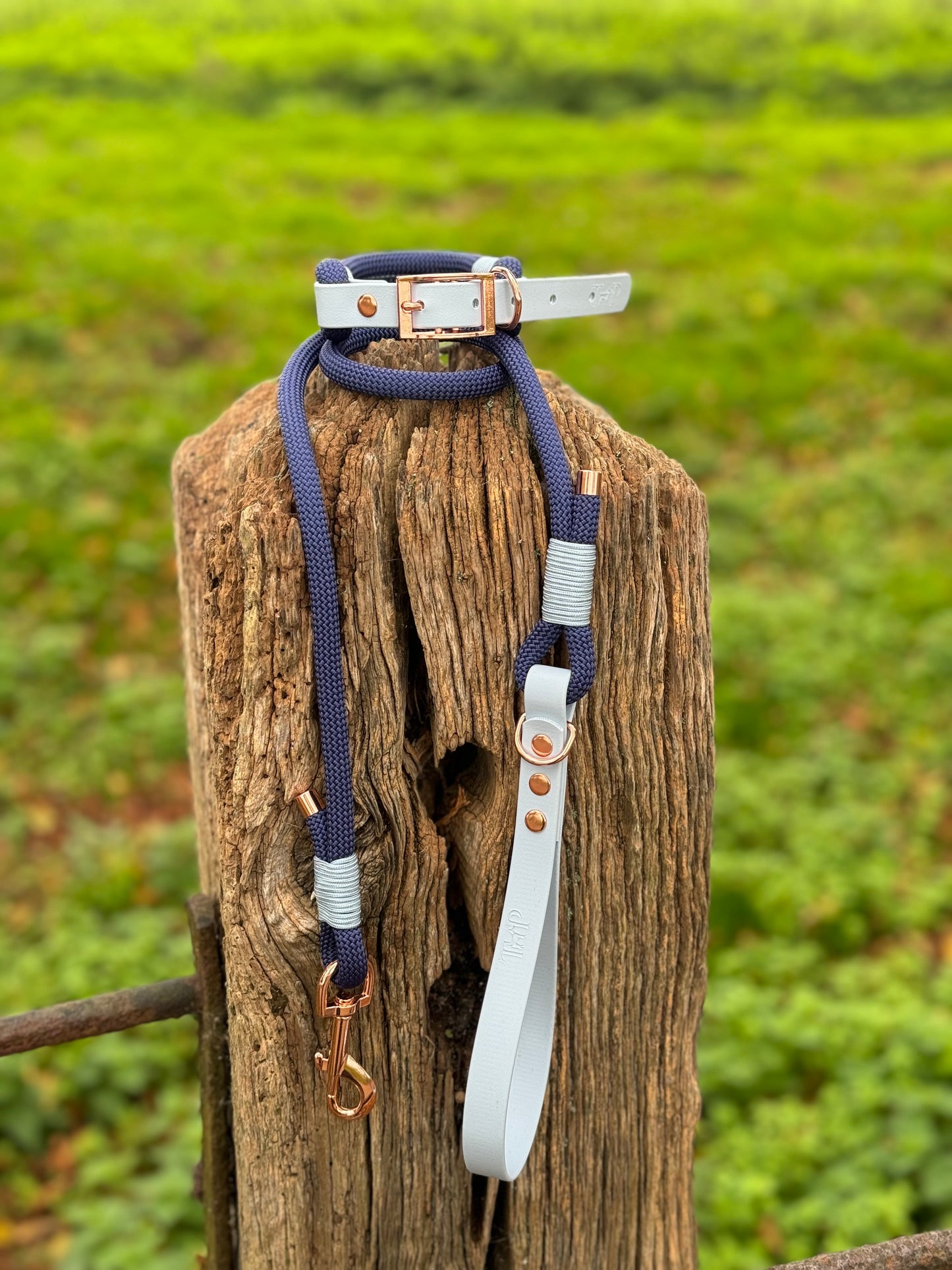 NAVY & BABY BLUE - Classic Rope BioThane® Dog Collar