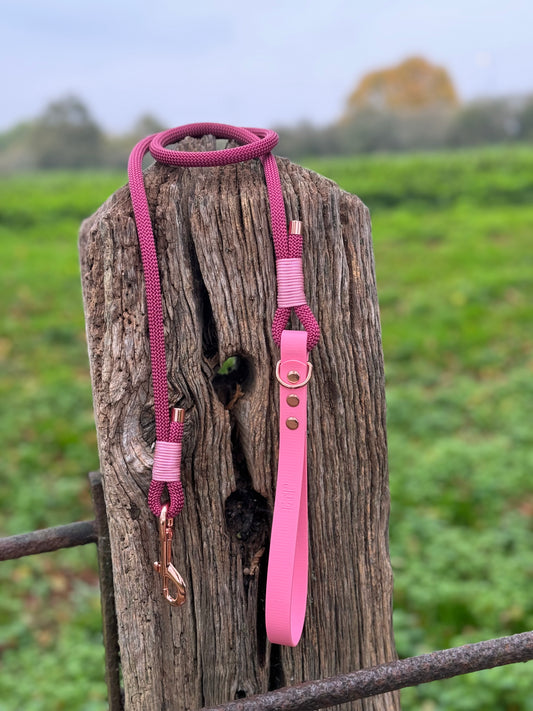 BURGUNDY & BABY PINK - Classic Rope BioThane® Dog Lead