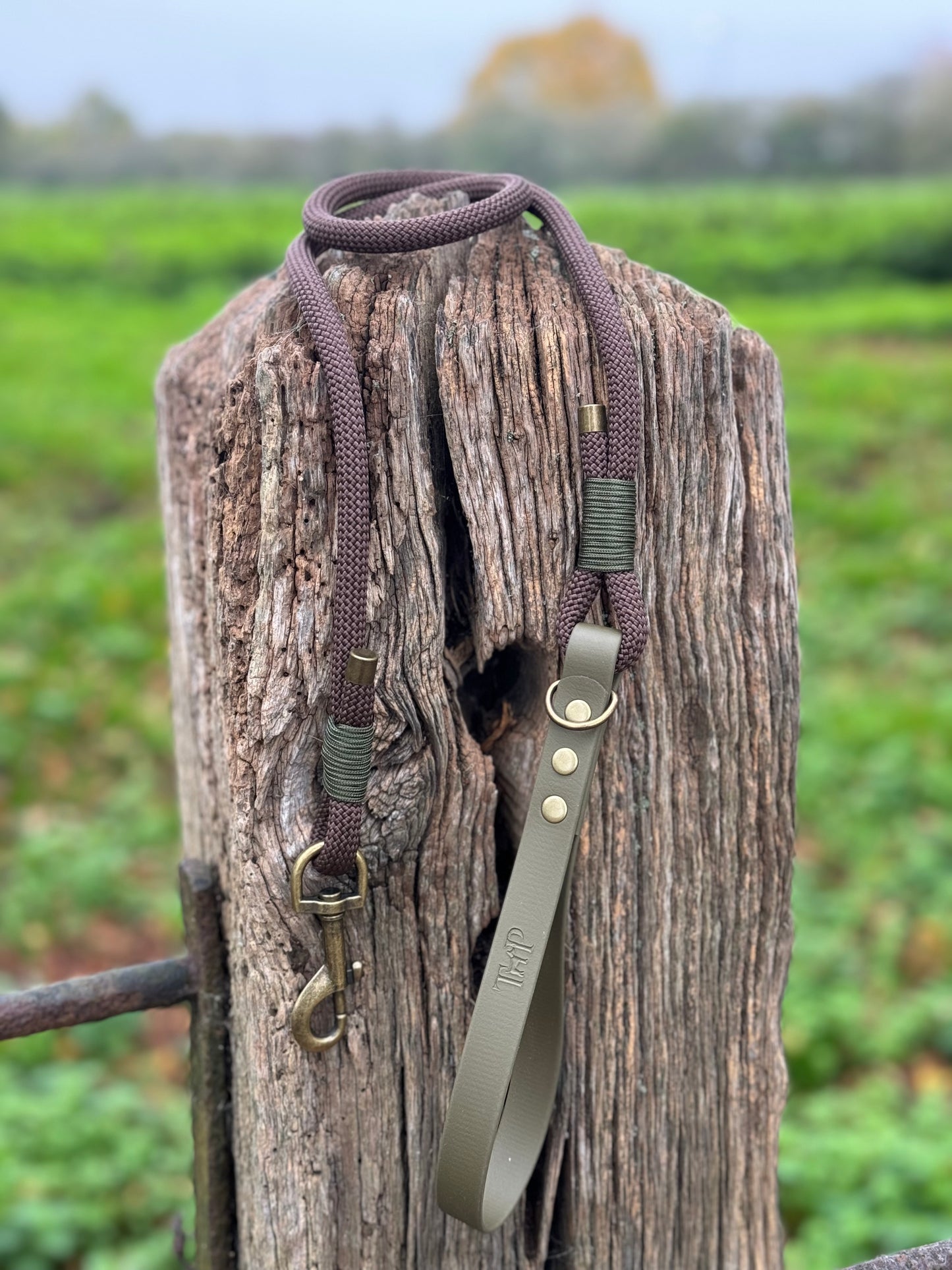 Dark Brown & Olive - Classic Rope BioThane® Dog Lead