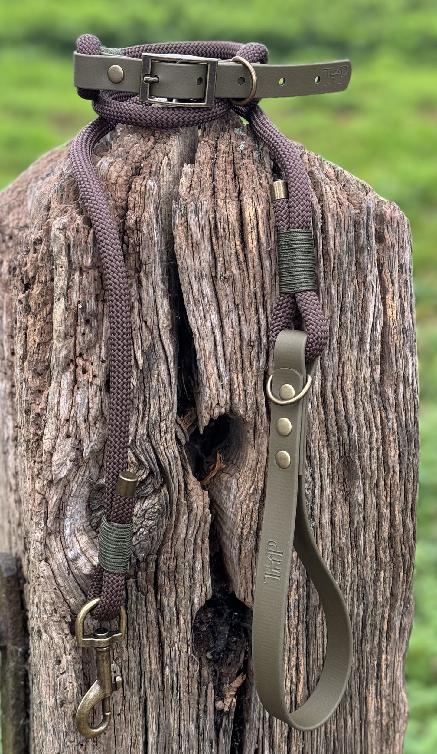 Dark Brown & Olive - Classic Rope BioThane® Dog Lead