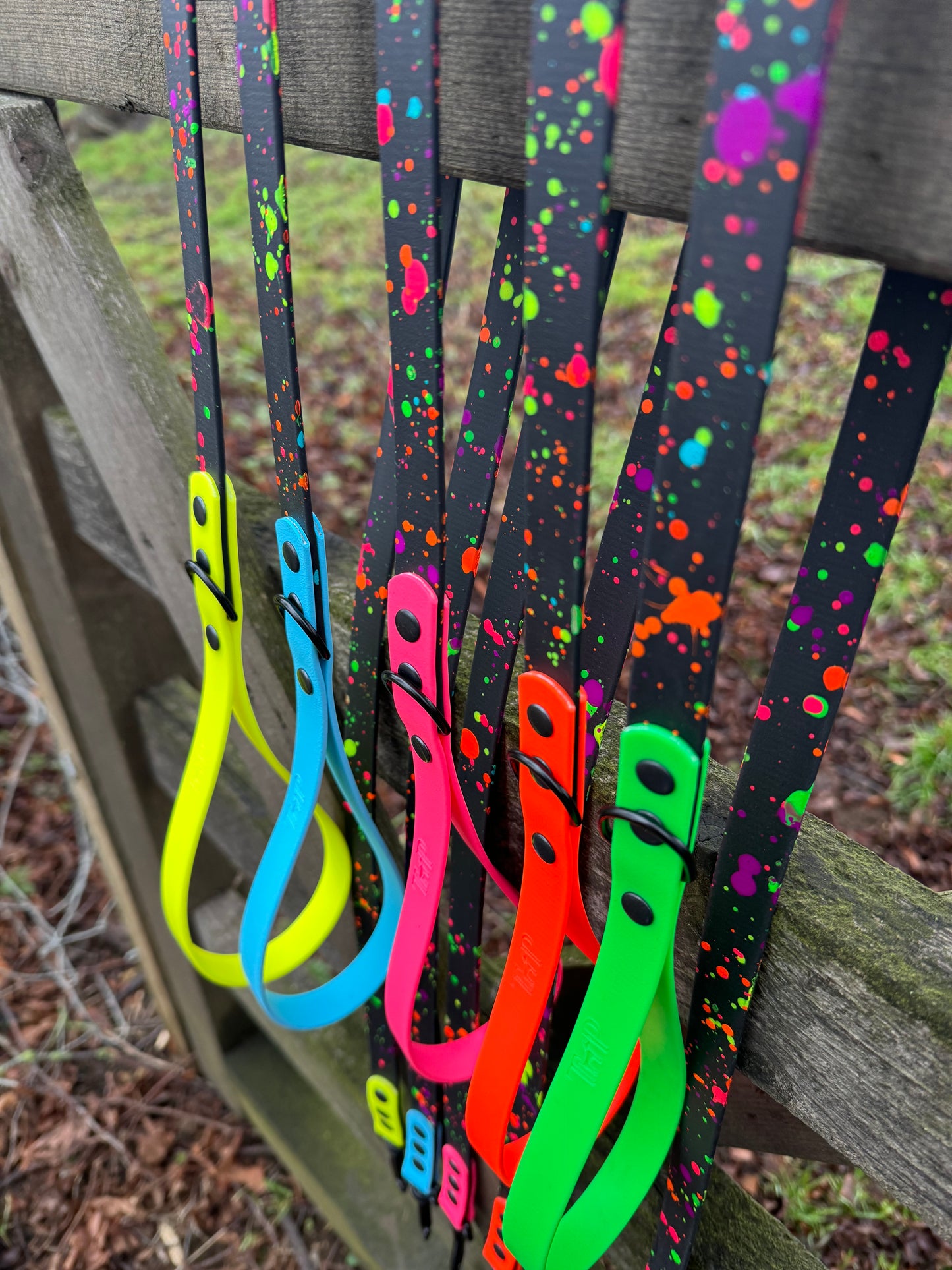 Neon Splatter Collection Neon Orange -  BioThane waterproof Splatter Dog Collar & Lead