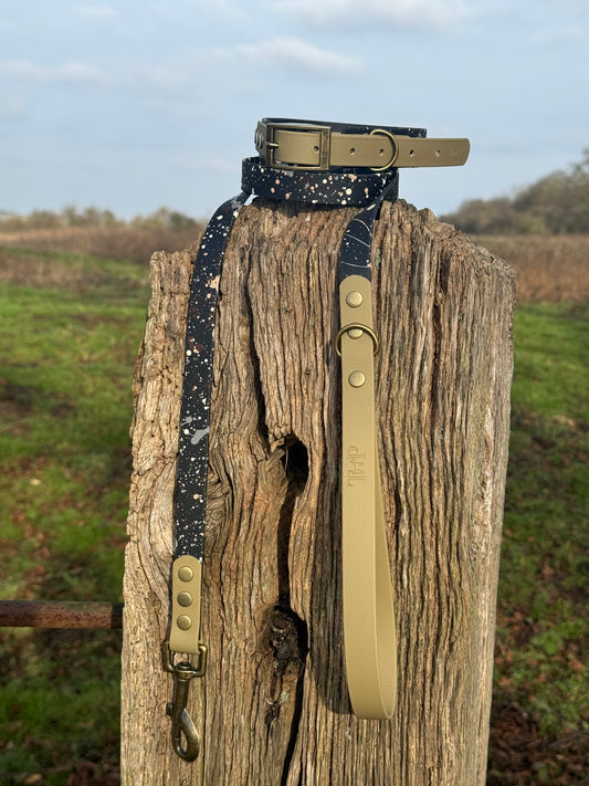 Terra Black - BioThane waterproof Splatter Dog Collar & Lead