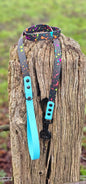 JfP - BLACK/NEONBLUE Splatter - Waterproof BioThane© 2-coloured Dog Collar & Lead