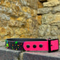 JfP - BLACK/NEONPINK Splatter - Waterproof BioThane© 2-coloured Dog Collar & Lead